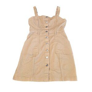 Divided Denim‎ Khaki Overall Button Dress  Size: S Excellent Used Condition